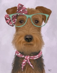 Airedale with Glasses and Scarf