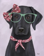 Black Labrador with Glasses and Scarf