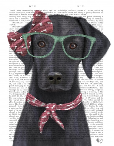 Black Labrador with Glasses and Scarf