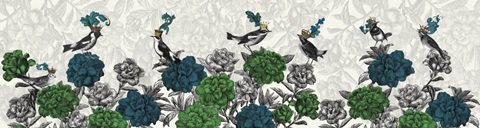 Blooming Birds, Blue and Green