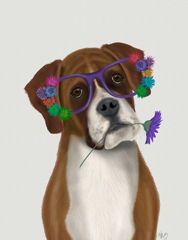 Boxer and Flower Glasses