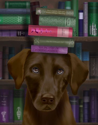 Brown Labrador and Books