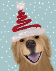Christmas Golden Retriever and Spring Santa Hat
