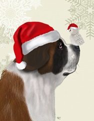 Christmas St Bernard and Fluffy Owl