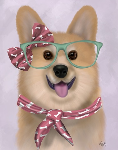 Corgi with Glasses and Scarf