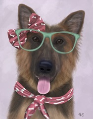 German Shepherd with Glasses and Scarf