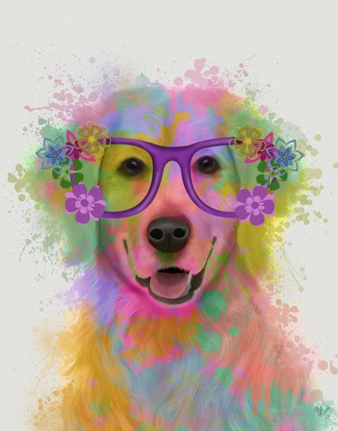 Golden Retriever Rainbow Splash