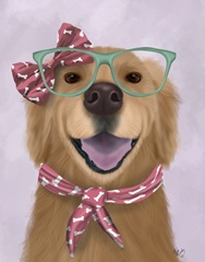 Golden Retriever, Glasses and Scarf