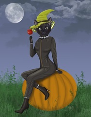 Halloween Cat and Toffee Apple