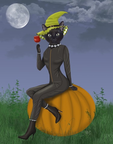 Halloween Cat and Toffee Apple