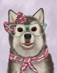Husky with Glasses and Scarf