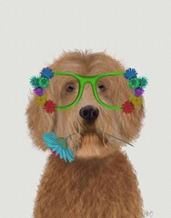 Labradoodle Golden and Flower Glasses