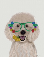 Poodle, White and Flower Glasses
