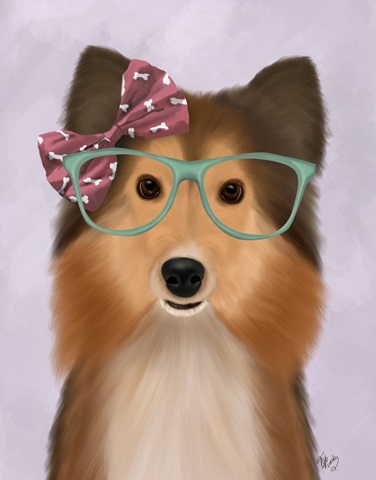 Shetland Sheepdog with Pink Bow
