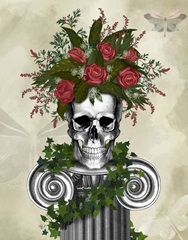 Skull with Roses and Berries