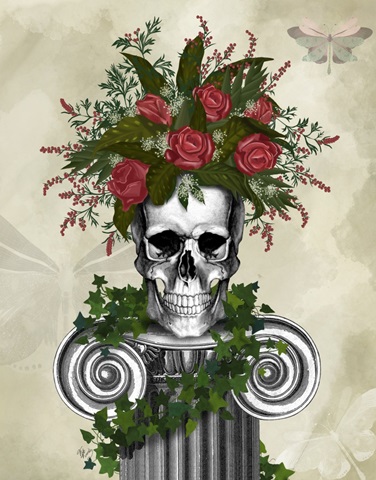 Skull with Roses and Berries