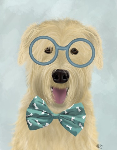 Wheaten Terrier with Glasses and Bow Tie
