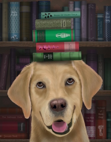 Yellow Labrador and Books