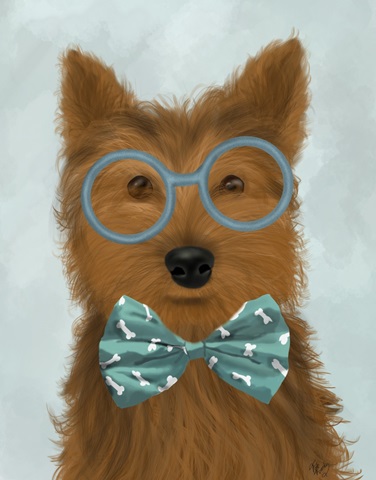 Yorkshire Terrier with Glasses and Bow Tie