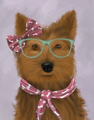 Yorkshire Terrier with Glasses and Scarf
