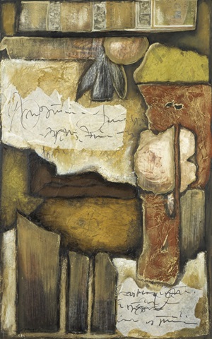 Collage on Art Paper with Gold IV