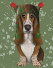 Santa Hat Dogs Basset Hound