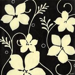 Black with Cream Flowers