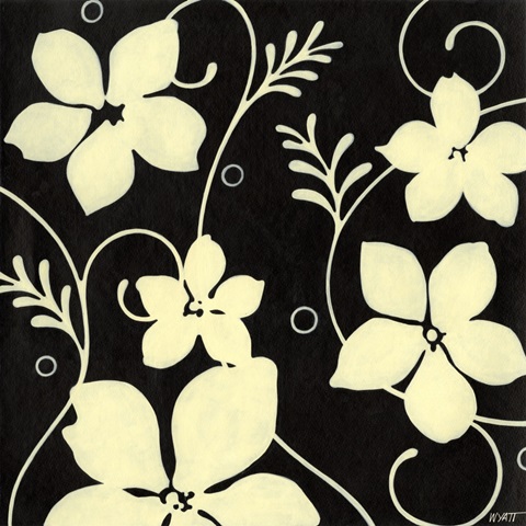 Black with Cream Flowers