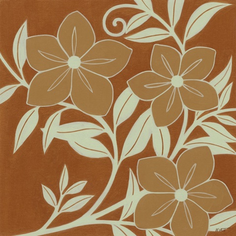 Tan Flowers with Mint Leaves I