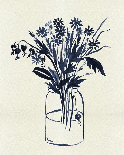 Indigo Floral Vase II