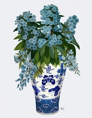 Blue Flowers In Butterfly Vase