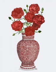 Chinoiserie Carnations Red, Red Vase