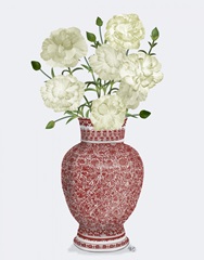 Chinoiserie Carnations White, Red Vase