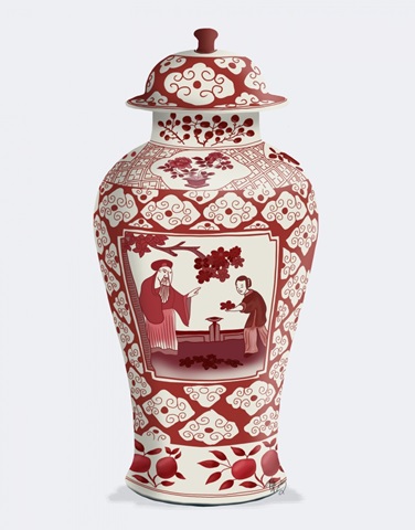 Chinoiserie Cherry Blossom Picker, Red