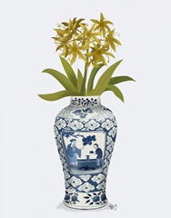 Chinoiserie Day Lily Lemon, Blue Vase
