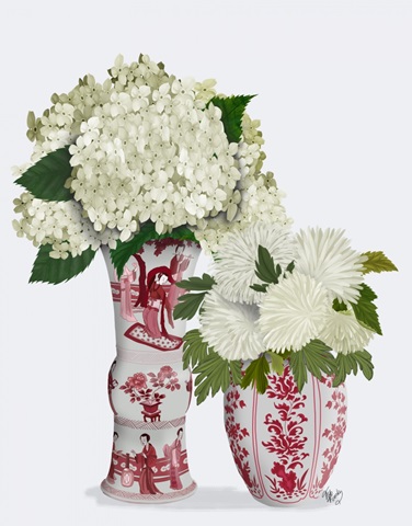 Chinoiserie Flower Duo 3, Red