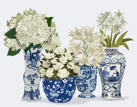 Chinoiserie Flower Quartet 2, Blue