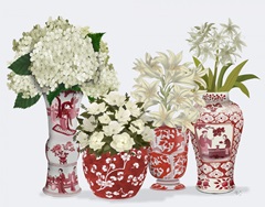 Chinoiserie Flower Quartet 2, Red