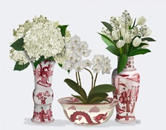 Chinoiserie Flower Trio 2, Red