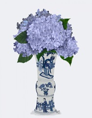 Chinoiserie Hydrangea Lilac, Blue Vase