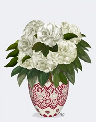 Chinoiserie Peonies White, Red Vase
