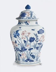 Chinoiserie Vase Crane Garden Blue