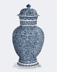 Chinoiserie Vase Flower Spiral Blue