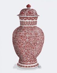 Chinoiserie Vase Flower Spiral Red