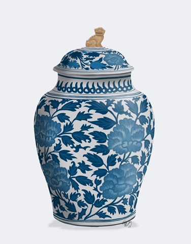 Chinoiserie Vase Golden Lion Blue
