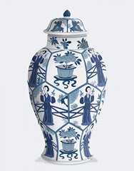 Chinoiserie Vase Leaf Picker Blue