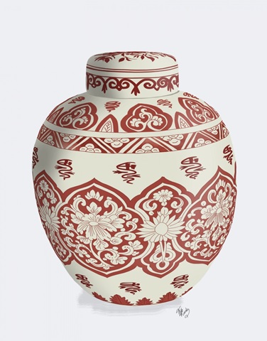 Chinoiserie Vase Symbol Red