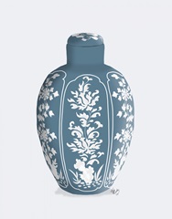 Chinoiserie Vase Vine Grey Blue
