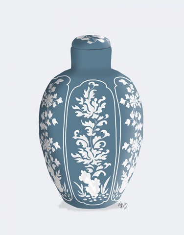 Chinoiserie Vase Vine Grey Blue