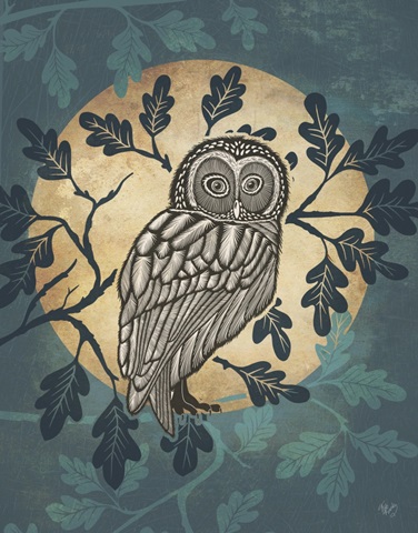 Country Lane Owl in Moon